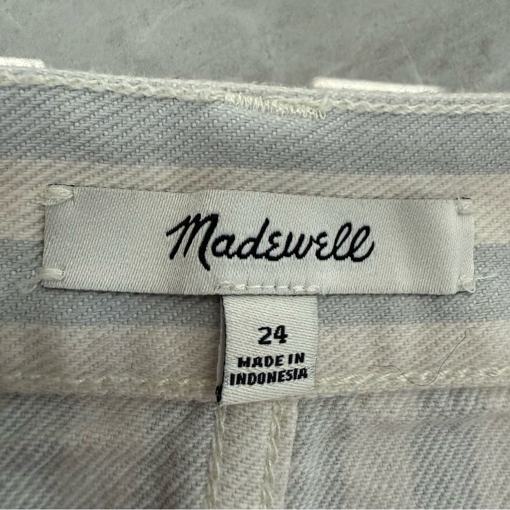 Women’s Madewell Stretch A-Line Mini Skirt Pompano Stripe Button Front Size 24 - Picture 12 of 16
